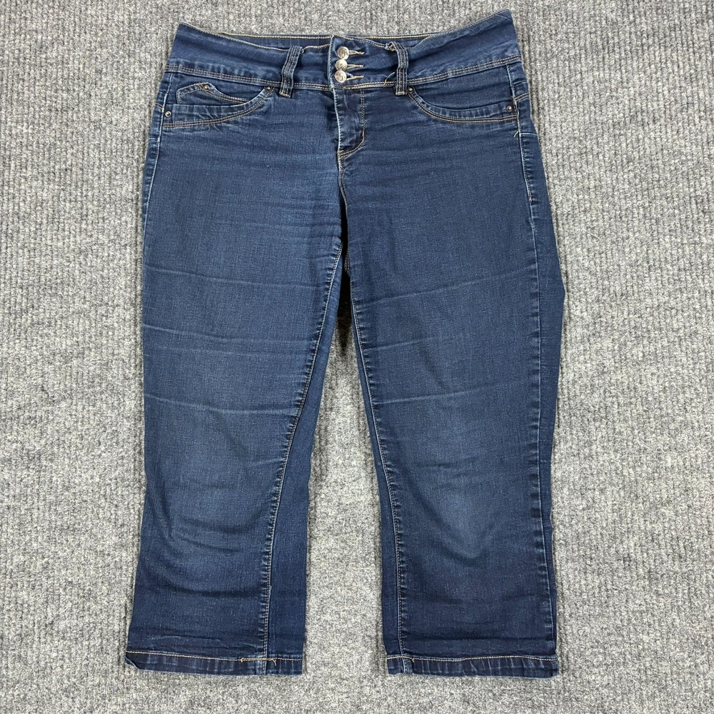 Royalty For Me WannaBettaButt Capri Jeans Womens 8 Stretch Blue Denim Mid Rise